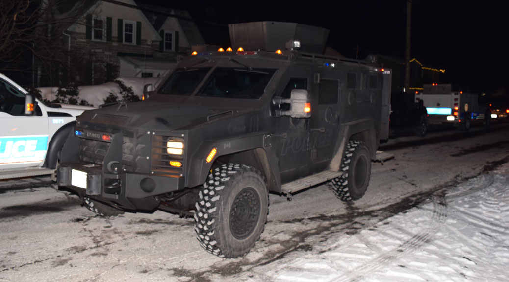 Ottawa Police had an armoured vehicle on the scene. Photo by Devyn Barrie.