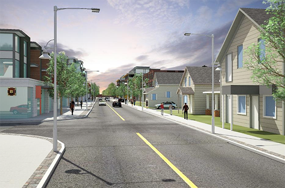 Artist's rendering of what the "village core" near Stittsville Main Street and Abbott could look like in the future.