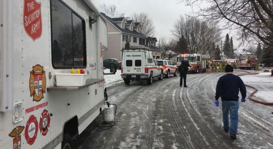 Emergency crews respond to the fire on Snowberry Way. Photo via the Salvation Army.