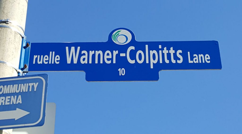 Warner-Colpitts Lane is named after Sterling Warner and Ian Colpitts, two Stittsville volunteers who were instrumental in building the Johnny Leroux Arena. We should recognize more of our community leaders - past and present - through commemorative street names.