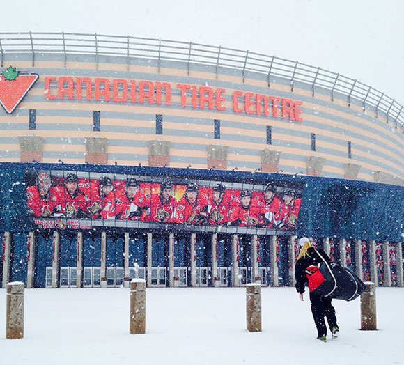 Walking into Canadian Tire Centre for the big game.